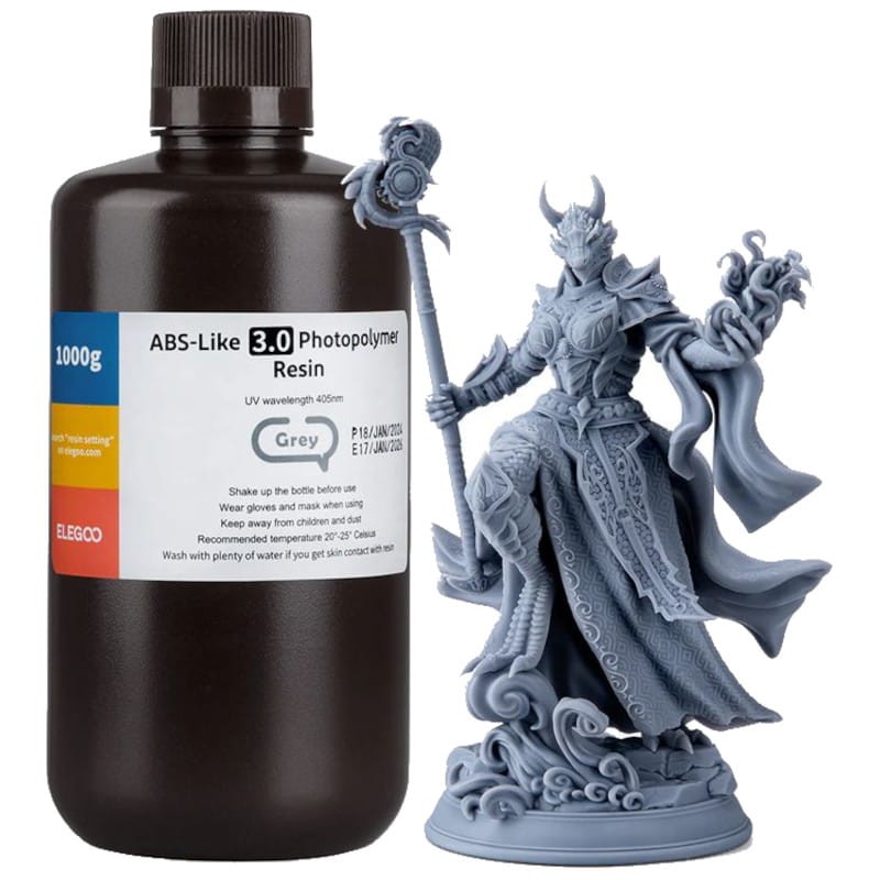 ELEGOO Resina ABS V3.0 Gris Para Impresoras 3D de Resina LCD - 1KG - Ítem