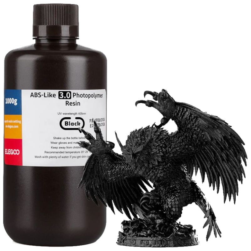 ELEGOO Resina ABS V3.0 Preta para Impressoras 3D de Resina LCD - 1KG - Item