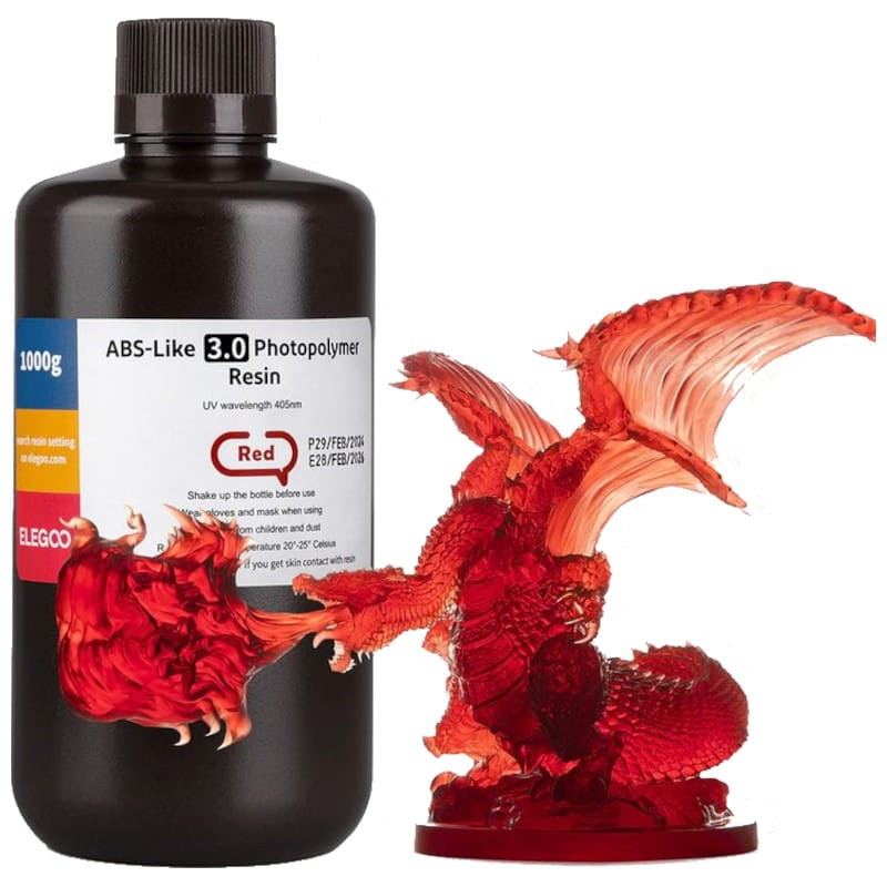 ELEGOO Resina ABS V3.0 Rojo Para Impresoras 3D de Resina LCD - 1KG - Ítem