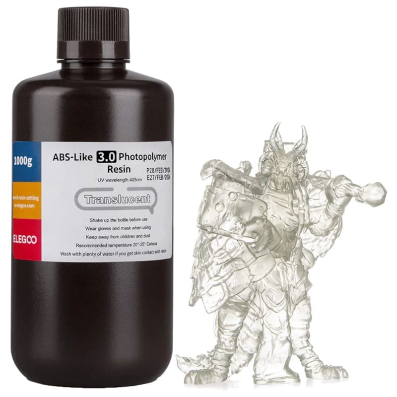 ELEGOO Resina ABS V3.0 Translúcido Para Impresoras 3D de Resina LCD - 1KG - Ítem