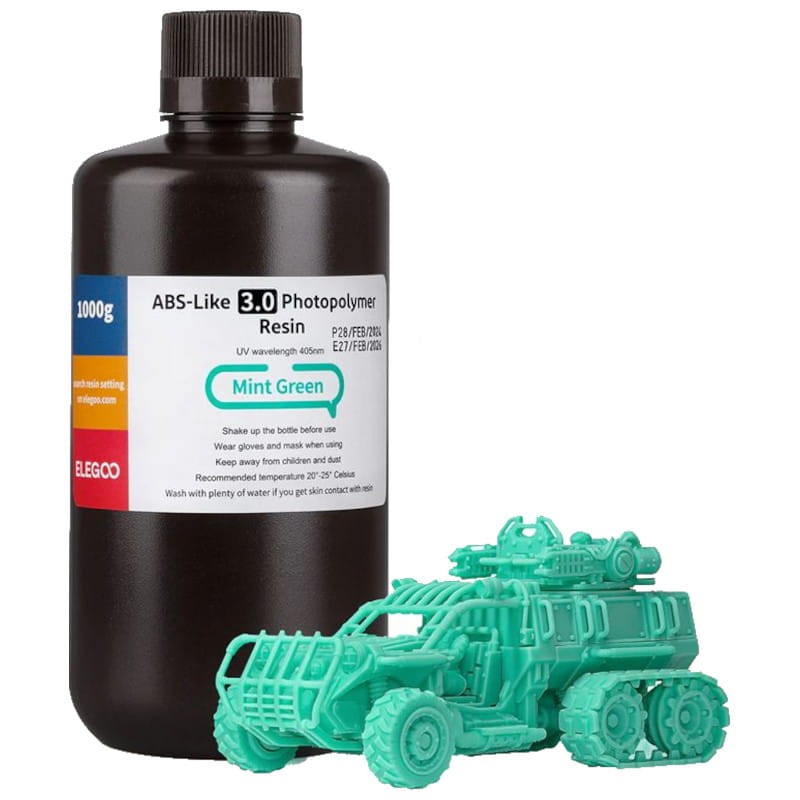 ELEGOO Resina ABS V3.0 Verde Menta Para Impresoras 3D de Resina LCD - 1KG - Ítem