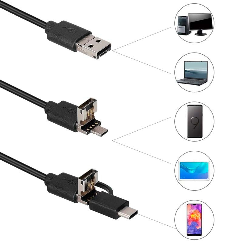 Endoscope Numérique pour Smartphone 3 en 1 - 7 mm/1 mètre - Ítem1