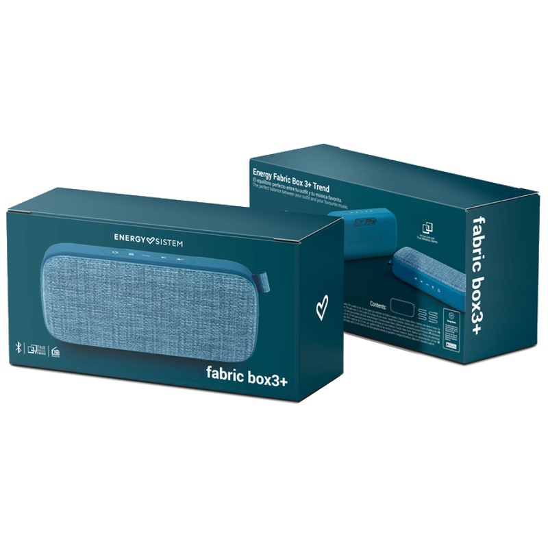 Energy Fabric Box 3+ Trend Blueberry Color Azul TWS, Bluetooth v5.0, 6W, USB&microSD MP3, FM Radio, Audio-In Altavoz portátil