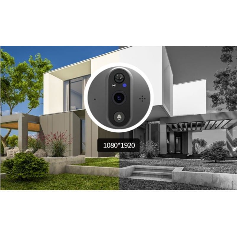 Visor digital de puerta de seguridad para el hogar, cámara de puerta de  mirilla 1080P de 2.4 pulgadas, timbre de seguridad para el hogar con lente  de
