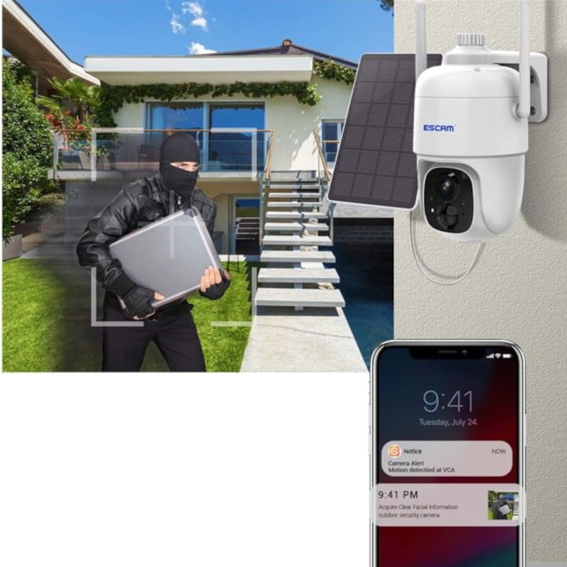 Caméra de Surveillance IP Escam G24 3M Wifi Panneau solaire Blanc - Non Scelle - Ítem5