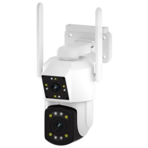 Caméra de sécurité Escam PT210 Double Objectif WiFi Détecteur de mouvement Blanc