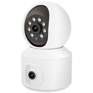 Caméra de Sécurité IP Escam QF010 2MP+2MP Vision Nocturne Couleur Panoramique Wifi Blanc