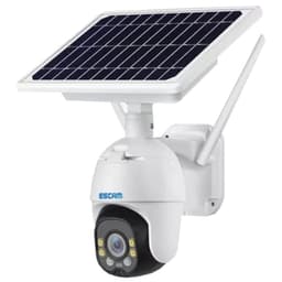 Cámara IP Escam QF330 solar 1080p 2MP con panel solar superior, antena 4G LTE, carcasa blanca, lente central y 4 LEDs frontales; versión Clase B