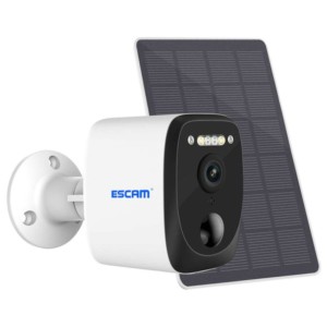 Caméra de Sécurité IP Escam QF370 3MP Vision Nocturne Couleur WiFi Panneau Solaire Blanc