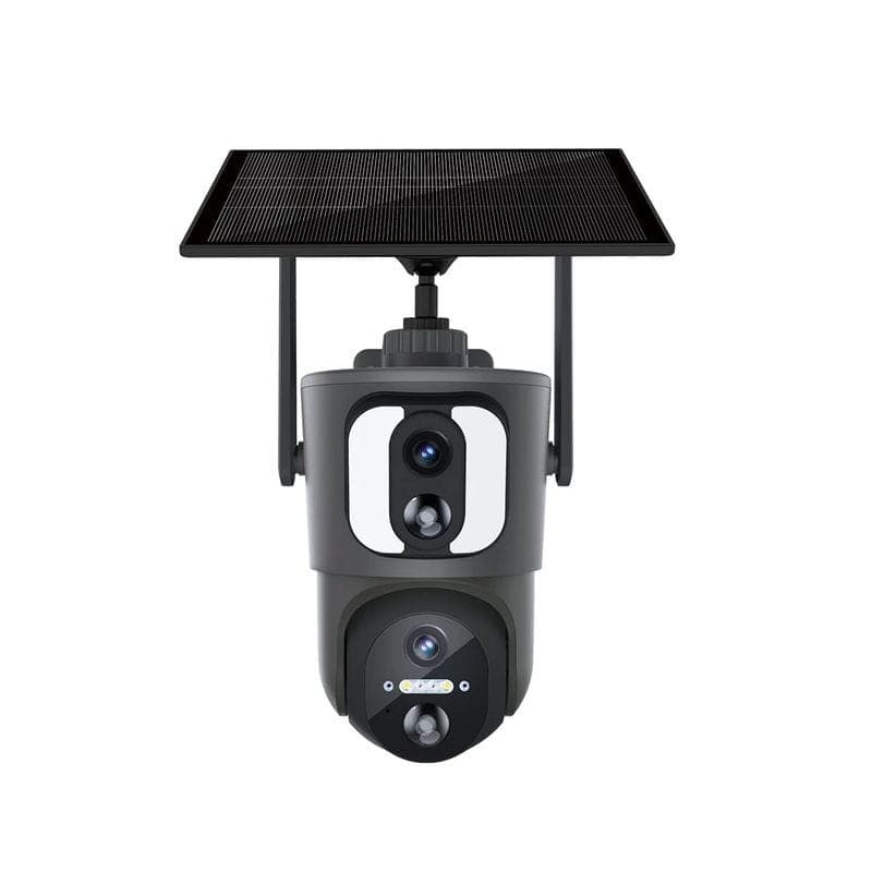 Frontal de Cámara Escam QF390 1080p Lente Dual WiFi Panel Solar Negro - Cámara de seguridad