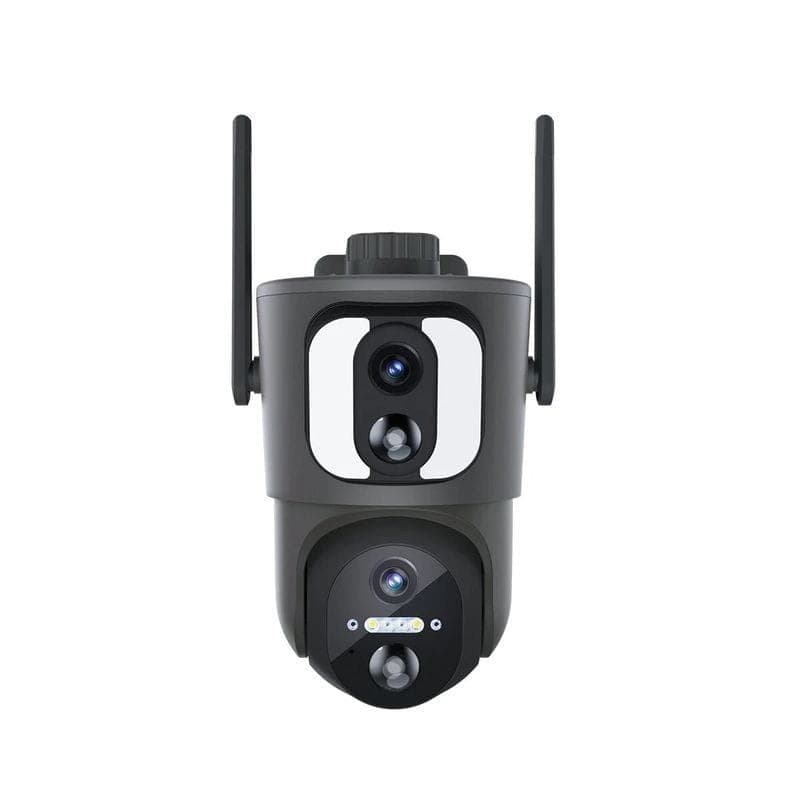 Adaptable Cámara Escam QF390 1080p Lente Dual WiFi Panel Solar Negro - Cámara de seguridad