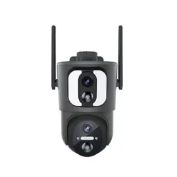 Adaptable Cámara Escam QF390 1080p Lente Dual WiFi Panel Solar Negro - Cámara de seguridad