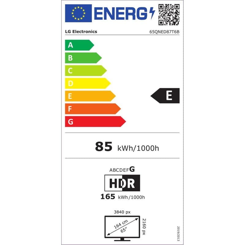 LG QNED 65QNED87T6B 65 4K Ultra HD Smart TV Wifi - Télévision Étiquette Énergétique