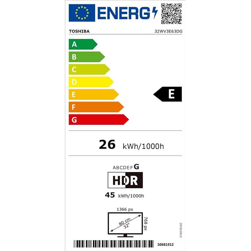 TOSHIBA 32WV3E63DG Smart TV de 32 con Resolución HD