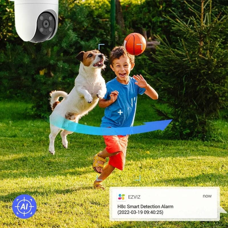 Détection de mouvement de EZVIZ H8c 2K 2K Pan/Tilt Vision nocturne Audio bidirectionnel WiFi Blanc - Caméra de sécurité IP