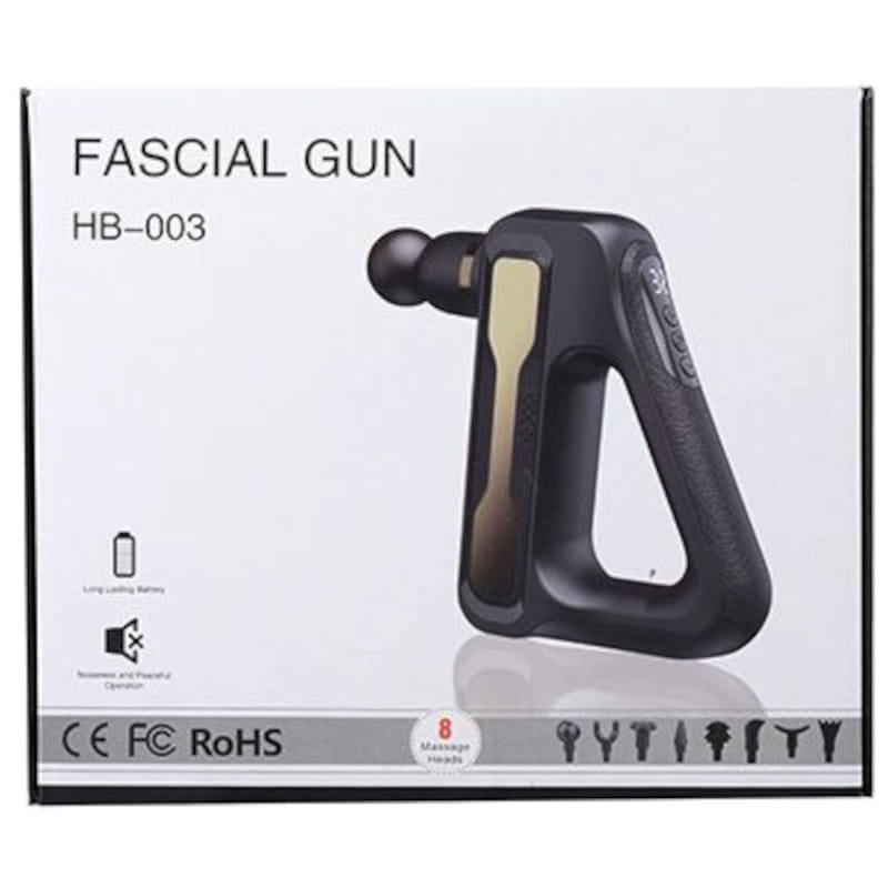 Pistola de Massagem Fascial Gun HB003 8 Cabeças Preta Prateada - Item2