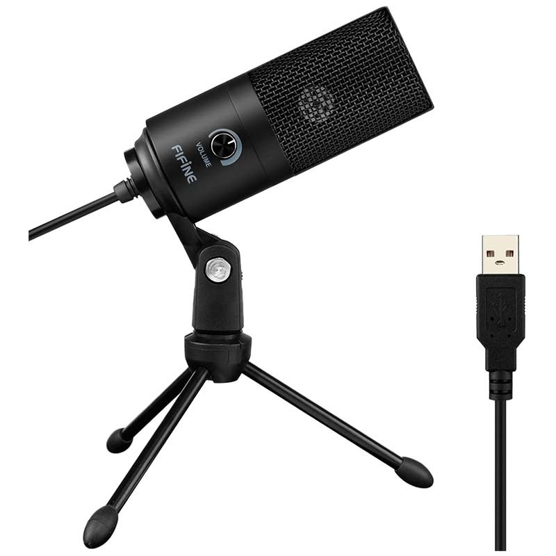 Fifine K669 Micrófono USB Negro para Grabación y Transmisión en PC - Ítem1