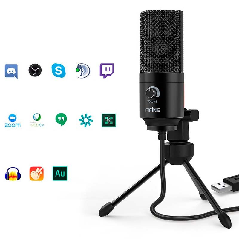 Fifine K669 Micrófono USB Negro para Grabación y Transmisión en PC - Ítem4