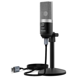 Fifine K670 Microfone USB Prateado para Gravação e Transmissão em PC