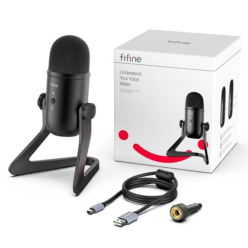 Fifine K678 Micrófono USB Negro para Grabación y Transmisión en PC - Ítem5