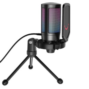 Fifine Ampligame A6 RGB USB Microphone Noir pour Enregistrement et Streaming sur PC