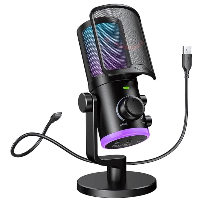 Fifine AmpliGame AM6 Negro - Micrófono USB para Grabación y Transmisión - Ítem