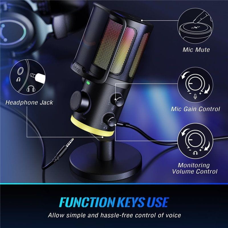 Fifine AmpliGame AM6 Negro - Micrófono USB para Grabación y Transmisión - Ítem7