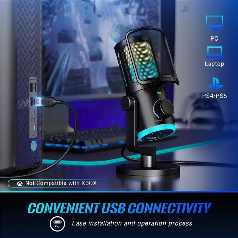 Fifine AmpliGame AM6 Negro - Micrófono USB para Grabación y Transmisión - Ítem8