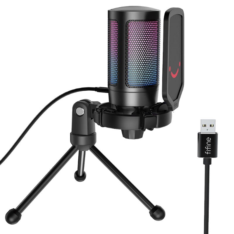 Fifine AmpliGame RGB Microfone USB para Gravação e Transmissão no PC - Item