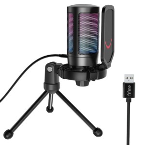 Fifine AmpliGame RGB Microfone USB para Gravação e Transmissão no PC