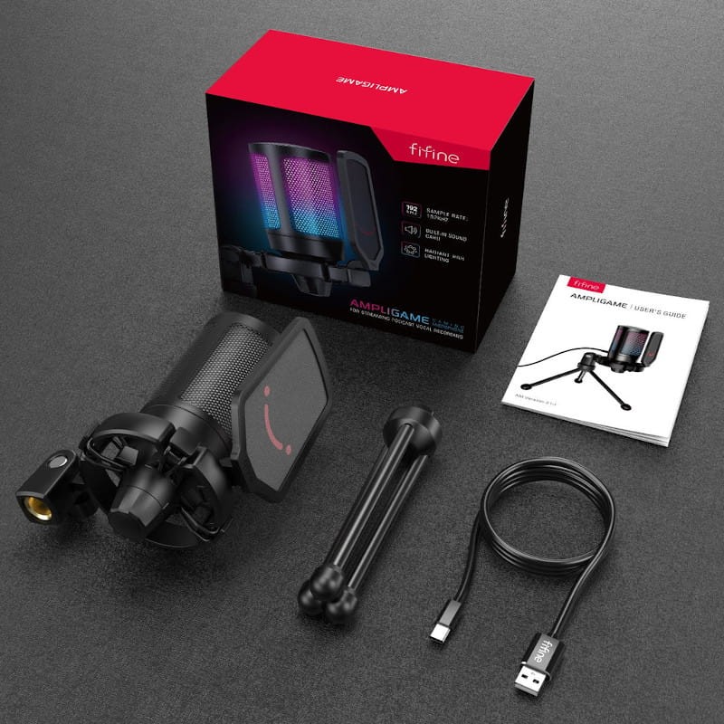 Fifine AmpliGame RGB Microfone USB para Gravação e Transmissão no PC - Item5