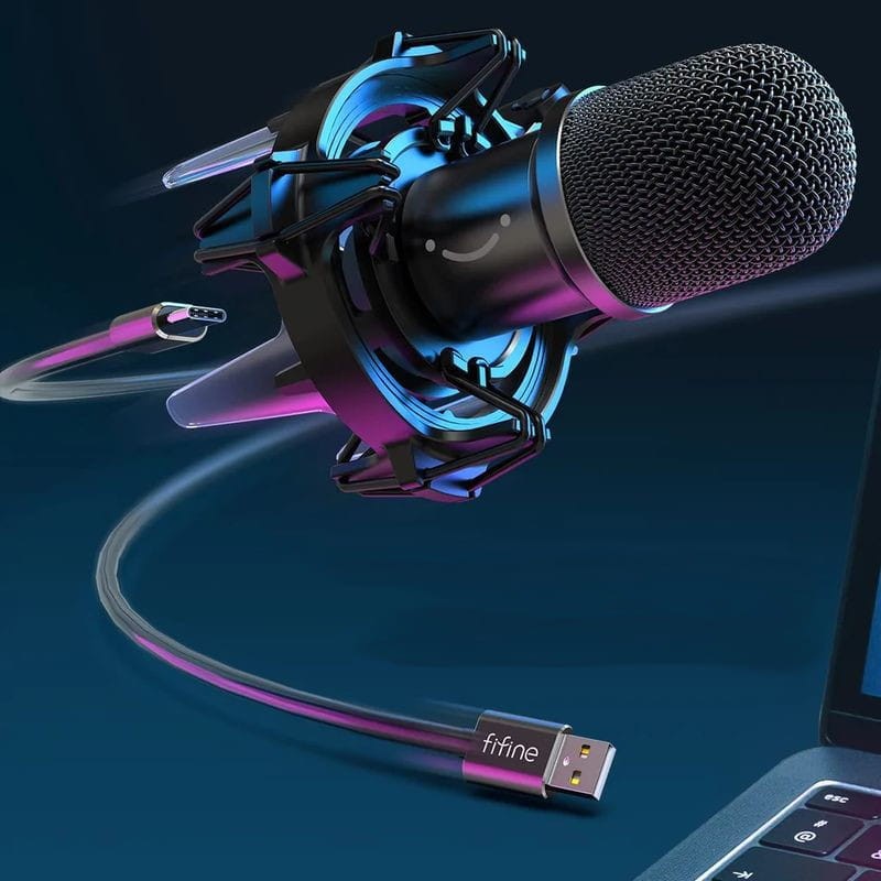 Fifine K651 Micrófono USB Negro para Grabación y Transmisión en PC - Ítem1