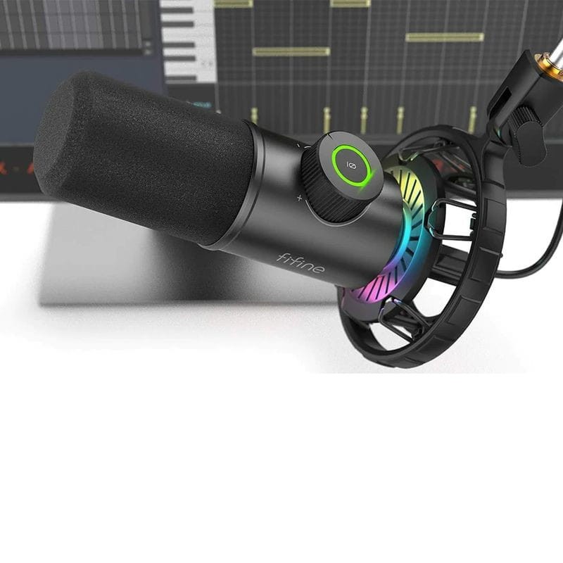 Fifine-Auscultadores Dinâmicos RGB para Jogos com Microfone