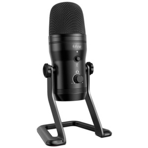 Fifine K690 Micrófono USB Negro para Grabación y Transmisión en PC
