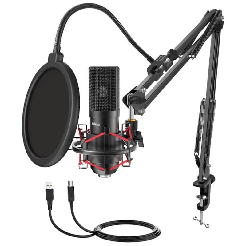 Fifine T658 - Microphone USB - SPL maximum 110 dB - Bras de support