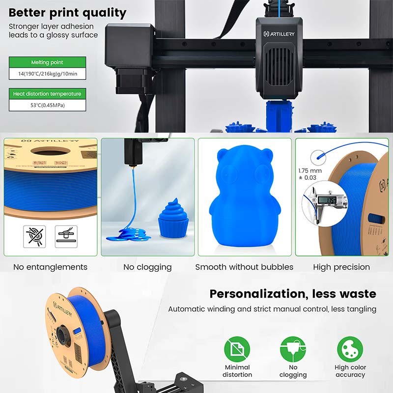 Filament ARTILLERY PLA Noir - 1.75mm - Bobine de 1kg - Compatible avec imprimantes 3D FDM - Ítem1