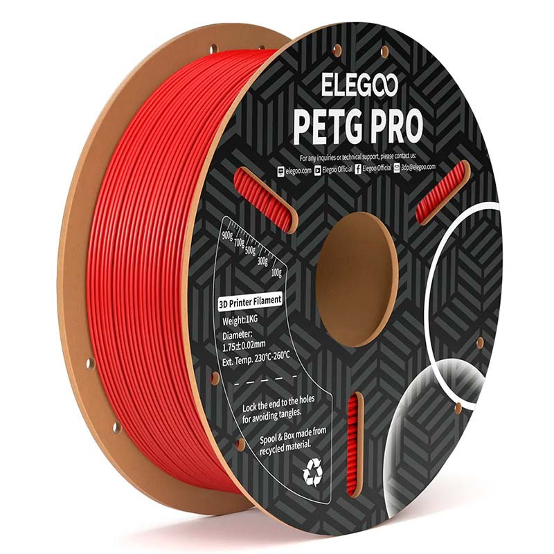 ELEGOO PETG Pro Vermelho para Impressoras 3D FDM - Filamento 1.75mm Bobina de 1kg - Item