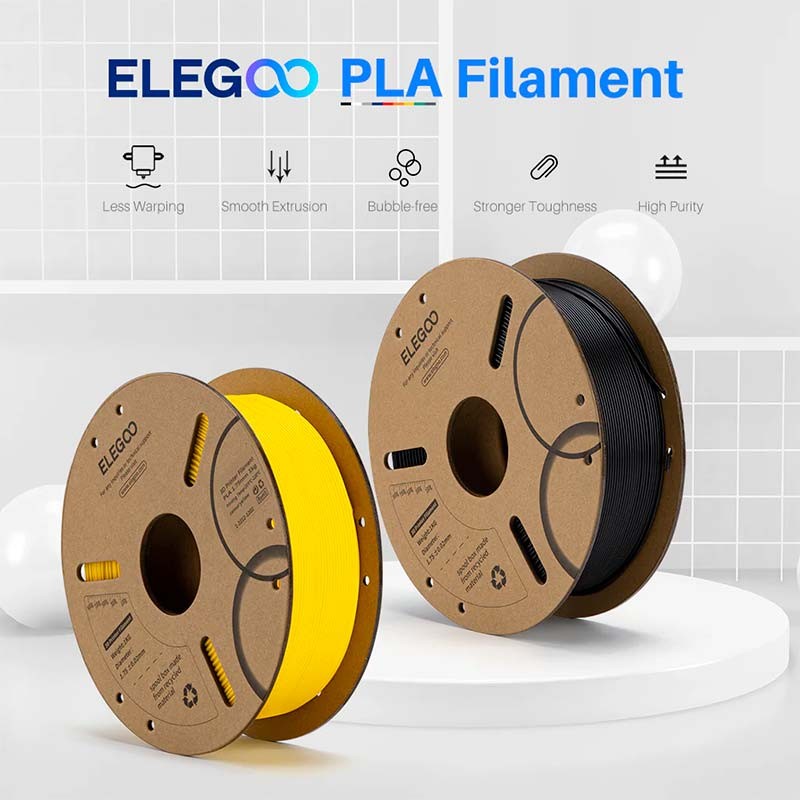 ELEGOO PLA Negro para Impresoras 3D FDM - Filamento 1.75mm Bobina de 1kg - Ítem1