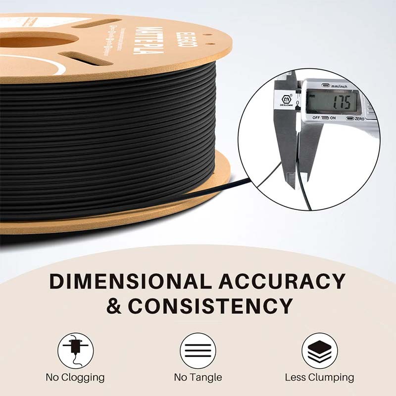 ELEGOO PLA MATTE Noir Mat pour Imprimantes 3D FDM - Filament 1.75mm Bobine de 1kg - Ítem3