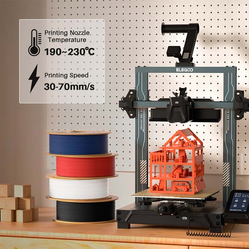 ELEGOO PLA MATTE Noir Mat pour Imprimantes 3D FDM - Filament 1.75mm Bobine de 1kg - Ítem4