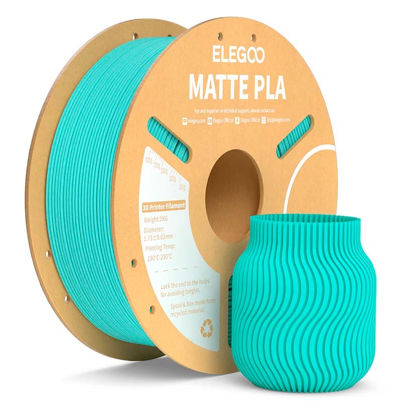 ELEGOO PLA MATTE Turquoise Mat pour Imprimantes 3D FDM - Filament 1.75mm Bobine de 1kg - Ítem