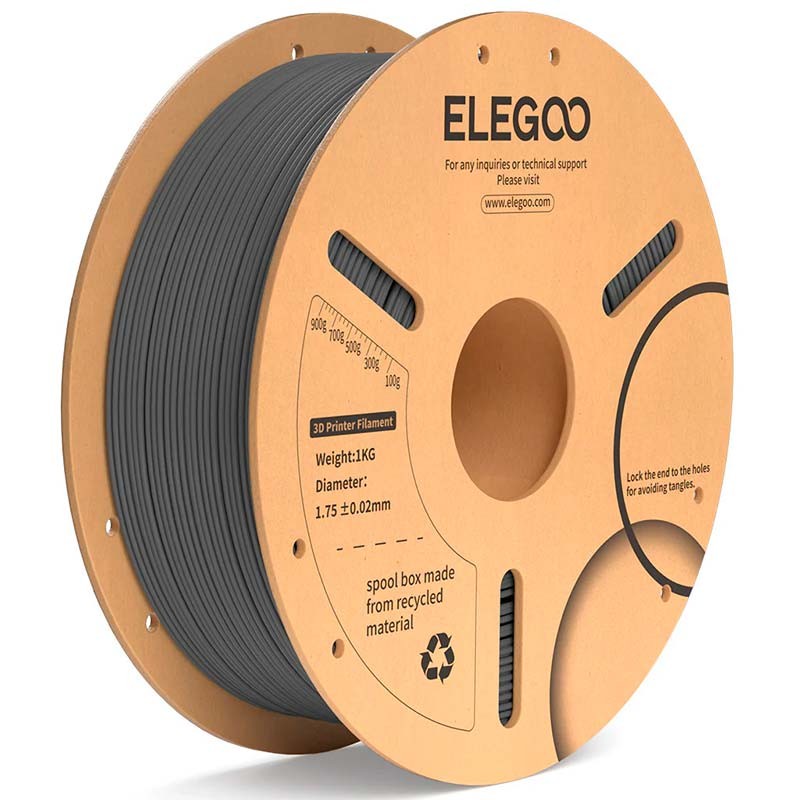 ELEGOO PLA Plus Cinzento Espacial para Impressoras 3D FDM - Filamento 1.75mm Bobina de 1kg - Item