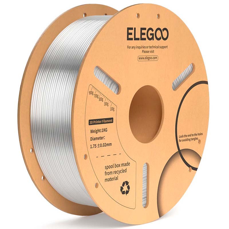 ELEGOO PLA Plus Transparente para Impressoras 3D FDM - Filamento 1.75mm Bobina de 1kg - Item