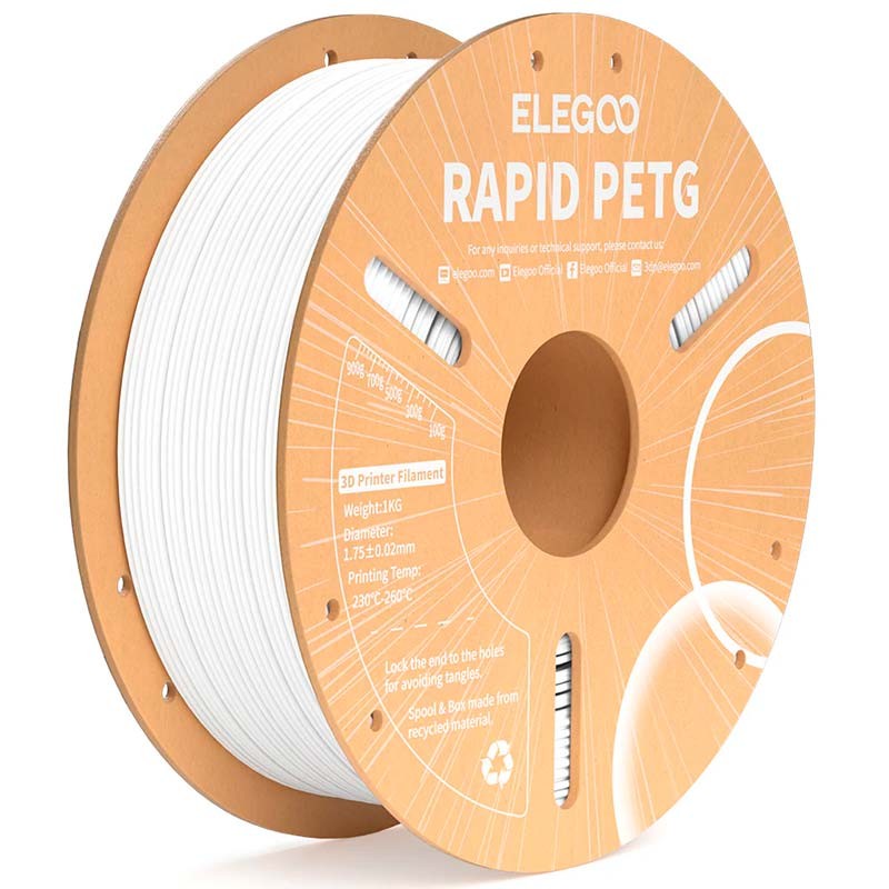 ELEGOO Rapid PETG Blanco para Impresoras 3D FDM - Filamento 1.75mm Bobina de 1kg - Ítem