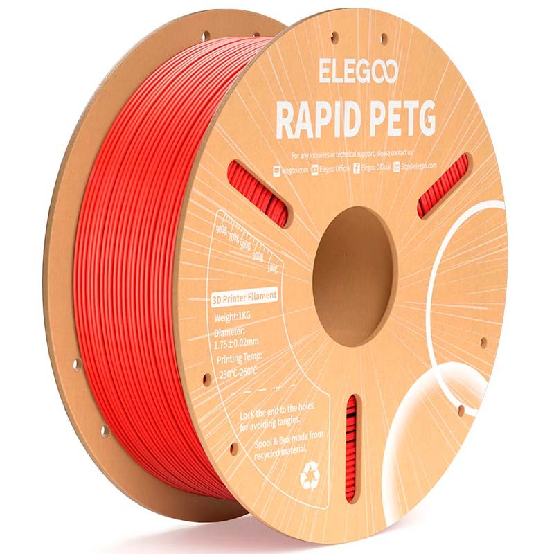 ELEGOO Rapid PETG Rojo para Impresoras 3D FDM - Filamento 1.75mm Bobina de 1kg - Ítem