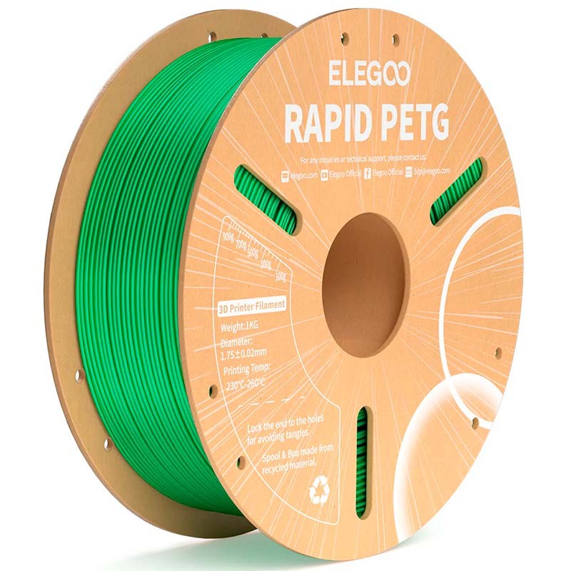ELEGOO Rapid PETG Verde para Impresoras 3D FDM - Filamento 1.75mm Bobina de 1kg - Ítem