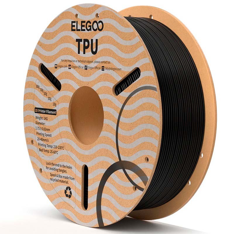 ELEGOO TPU Noir pour Imprimantes 3D FDM - Filament 1.75mm Bobine de 1kg - Ítem