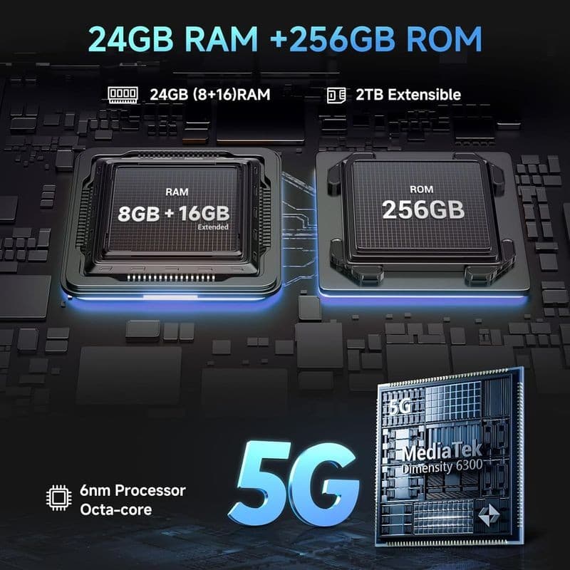 Memoria de Fossibot F109 5G 8GB/256GB Azul Oscuro - Teléfono Móvil