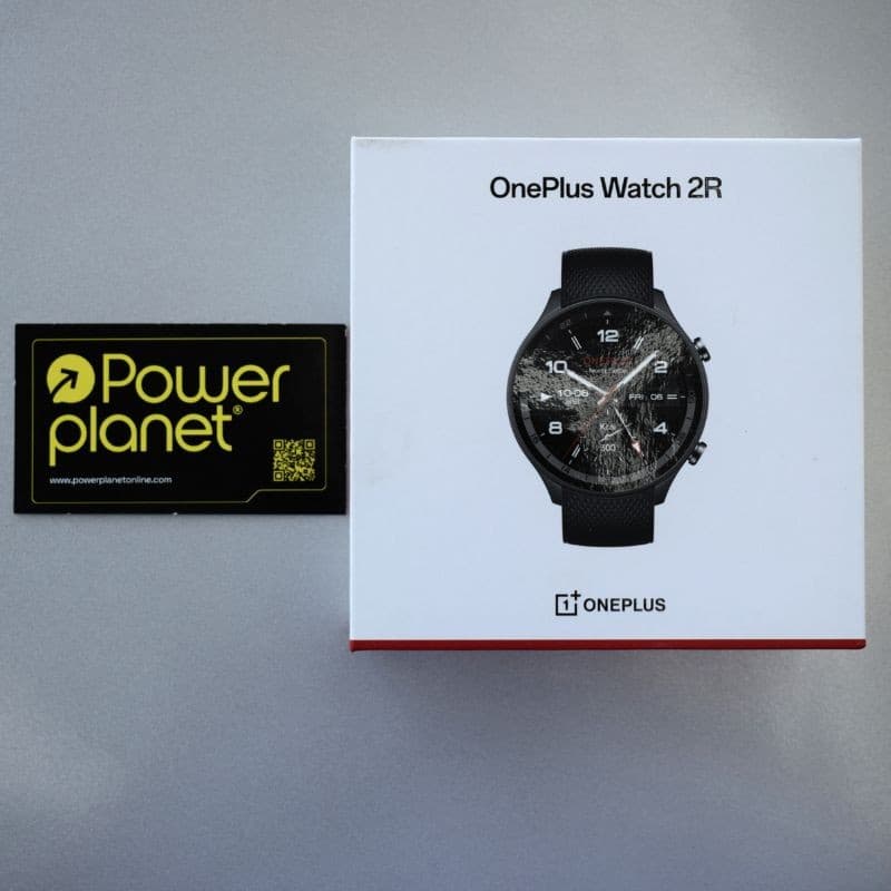 Foto real da caixa do relógio inteligente cinzento OnePlus Watch 2R