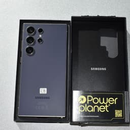 Samsung Galaxy S24 Ultra 5G 12GB/256GB Violeta Renovado - Estado Excelente - fotografía real con la parte trasera hacia arriba dentro de la caja
